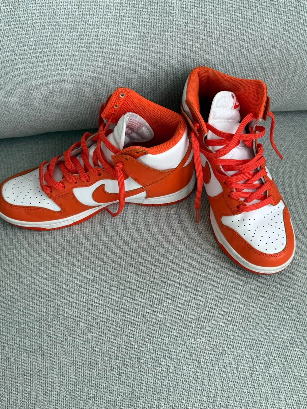 Nike High-Top Athletic Sneakers in Orange and White